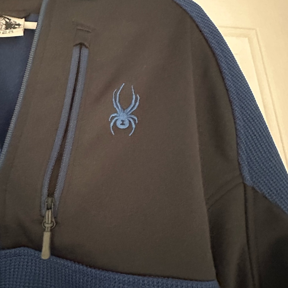 Spyder Men's Zip-Up Sweater in Blue and Black - Picture 6 of 8